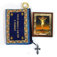 Load image into Gallery viewer, Tapestry Jesus Prayer Pouch With Mini Icon Crucifixion of Jesus Christ