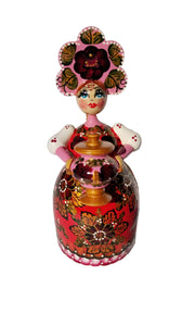 Musical Hand Painted Wooden Russian Souvenir "Lady with a samovar"