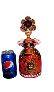 Musical Hand Painted Wooden Russian Souvenir "Lady with a samovar"