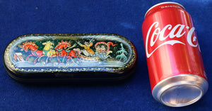 Lacquer Hard Eyeglass Case Box, "Troyka" - Hand Painted
