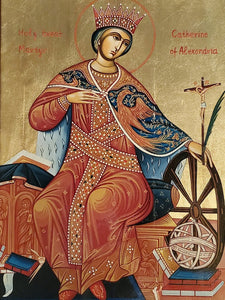 Icon of Holy Great Martyr Catherine of Alexandria, candle placement