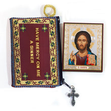 Load image into Gallery viewer, Tapestry Jesus Prayer Pouch With Mini Icon Christ The Pantocrator
